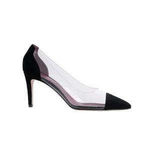 Jane Galland Black Suede and PVC Pumps