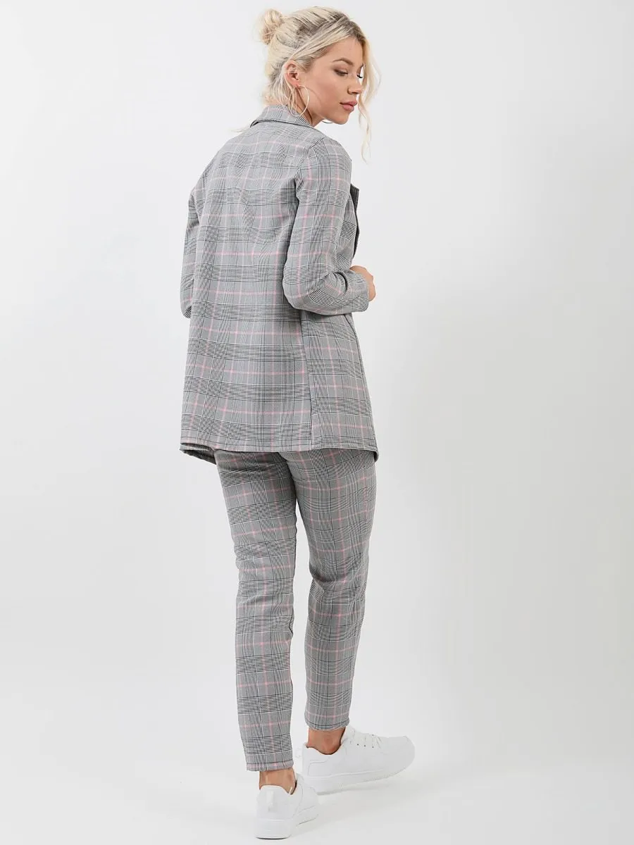 Jorja Check Blazer In Pink