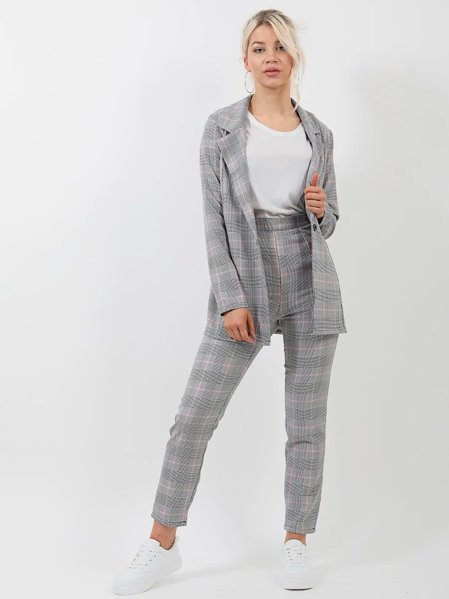 Jorja Check Blazer In Pink