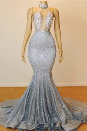 kamahe Mermaid Halter Sleeveless Floor-Length Prom Party Gowns