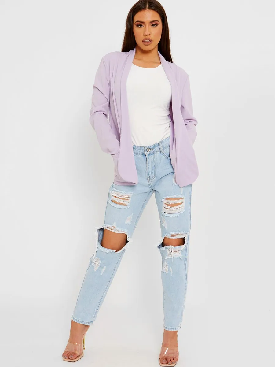 Kris Textured Open Blazer In Lilac