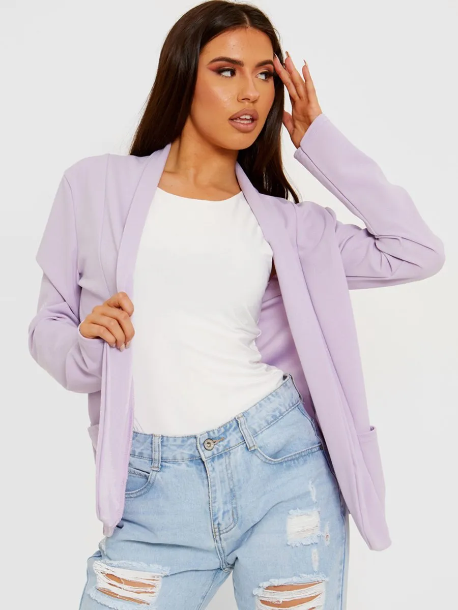 Kris Textured Open Blazer In Lilac