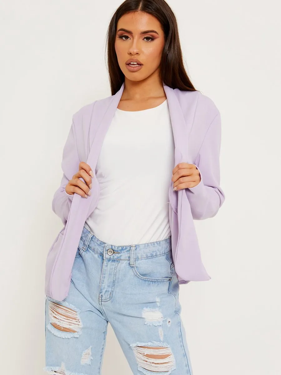 Kris Textured Open Blazer In Lilac