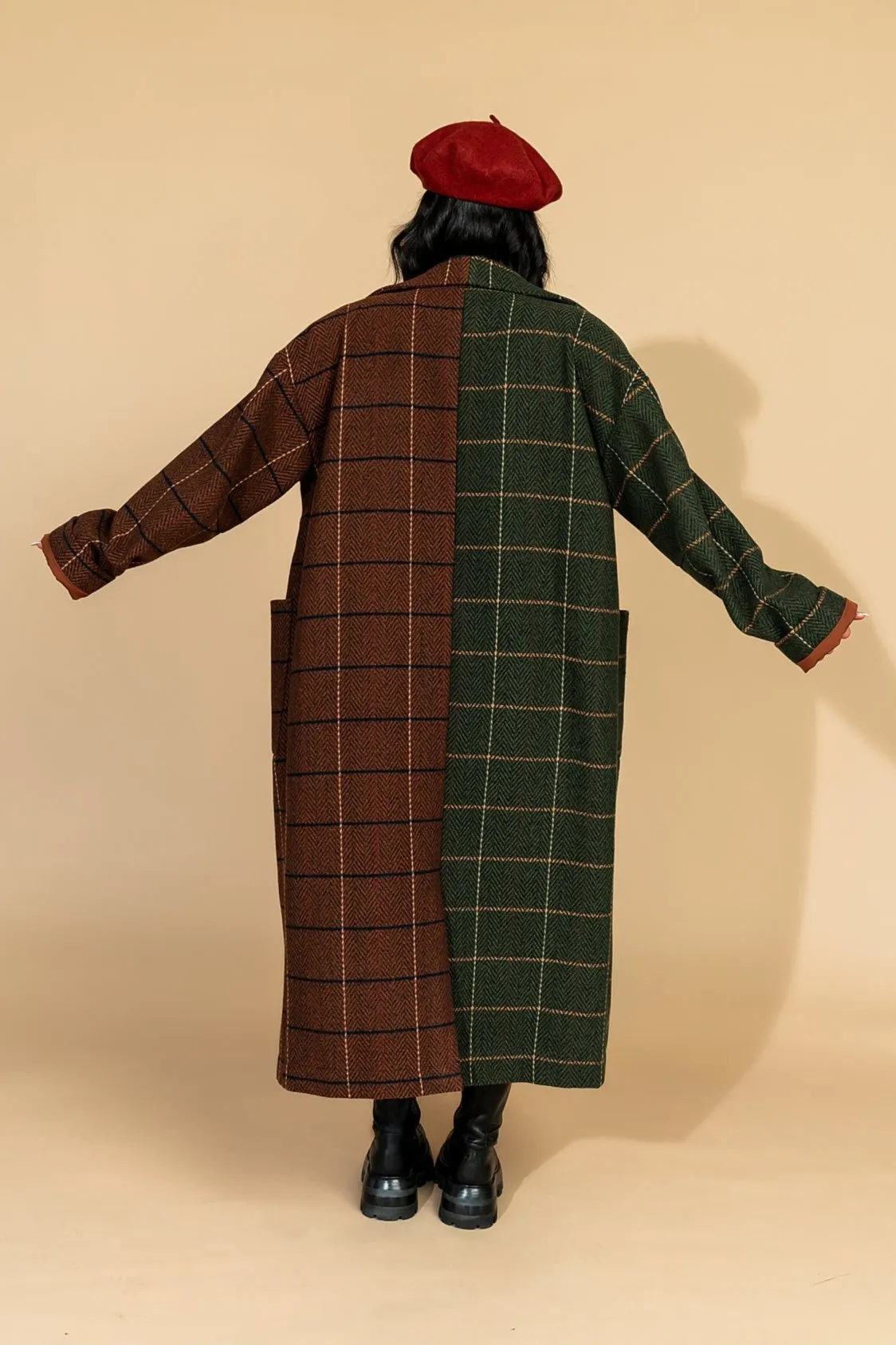 Libra Longline Half   Half Coat in OG Plaid