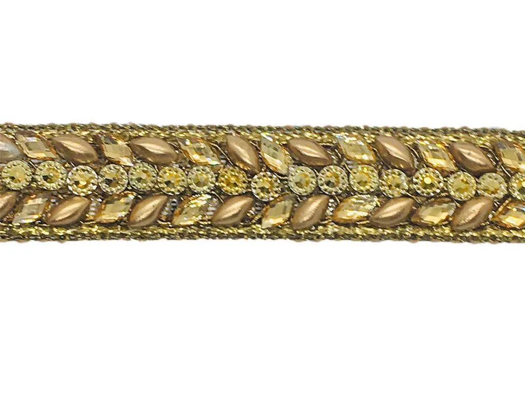 Light Golden Fancy Stone Work Embroidered Border