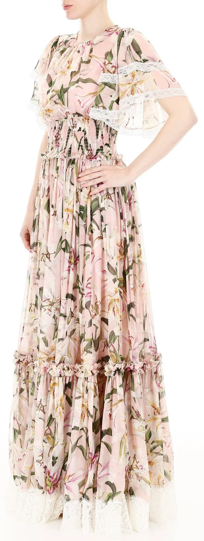 Lilly Printed Lace Trim Gown