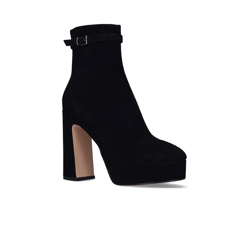 Lola Cruz Bolbec Black Suede Platform Heeled Boots