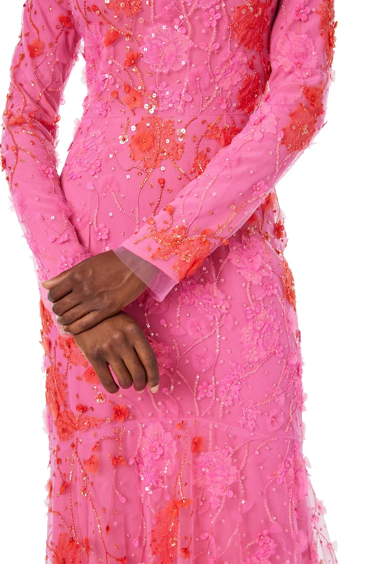 Long Sleeve Embroidered Gown