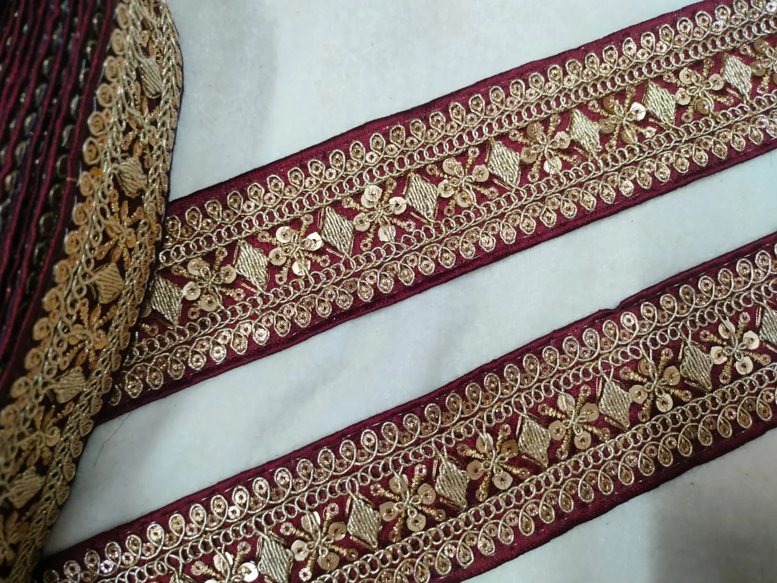 Maroon Sequin Trim