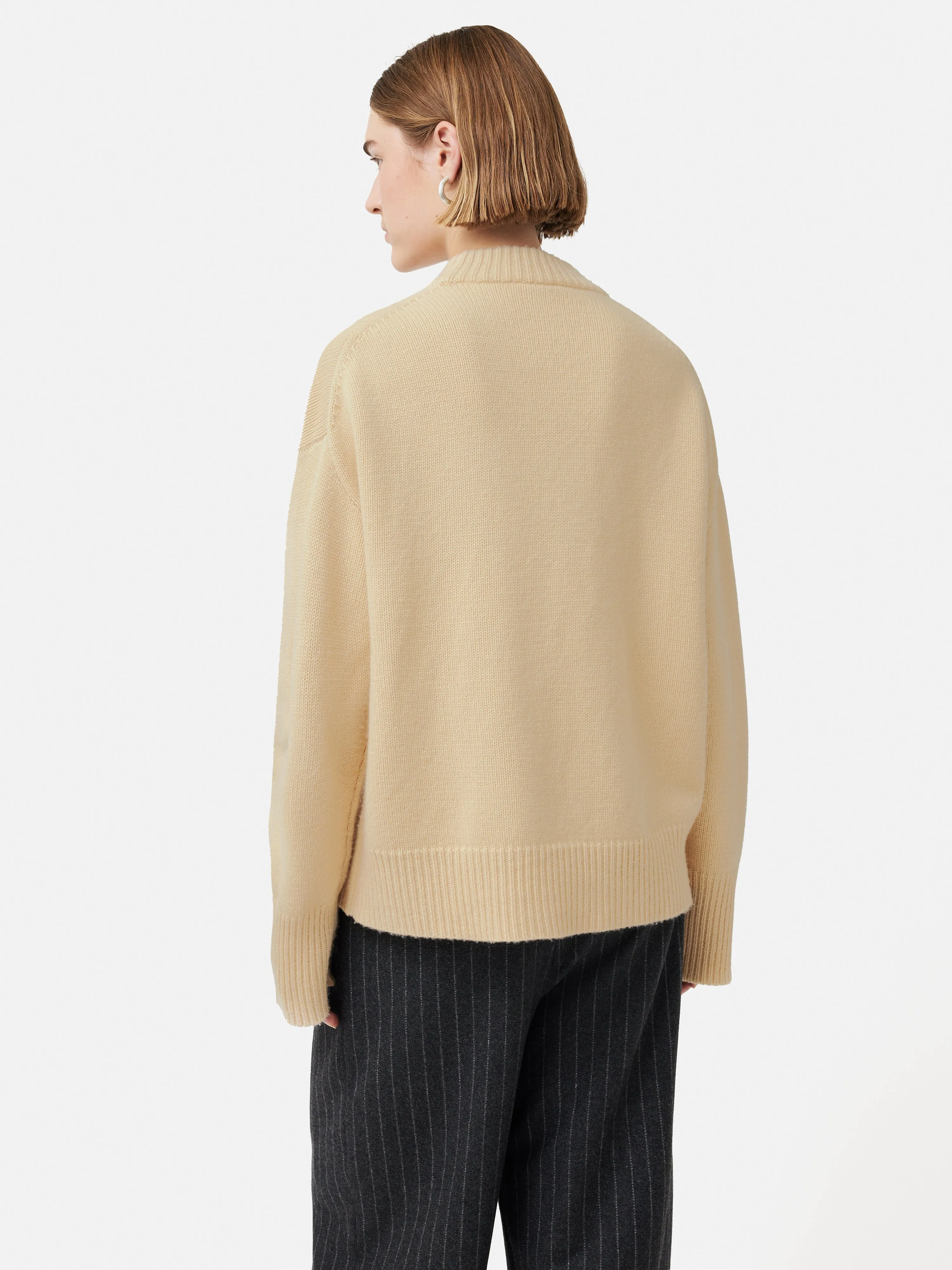 Merino Cashmere Boyfriend Crew | Cream