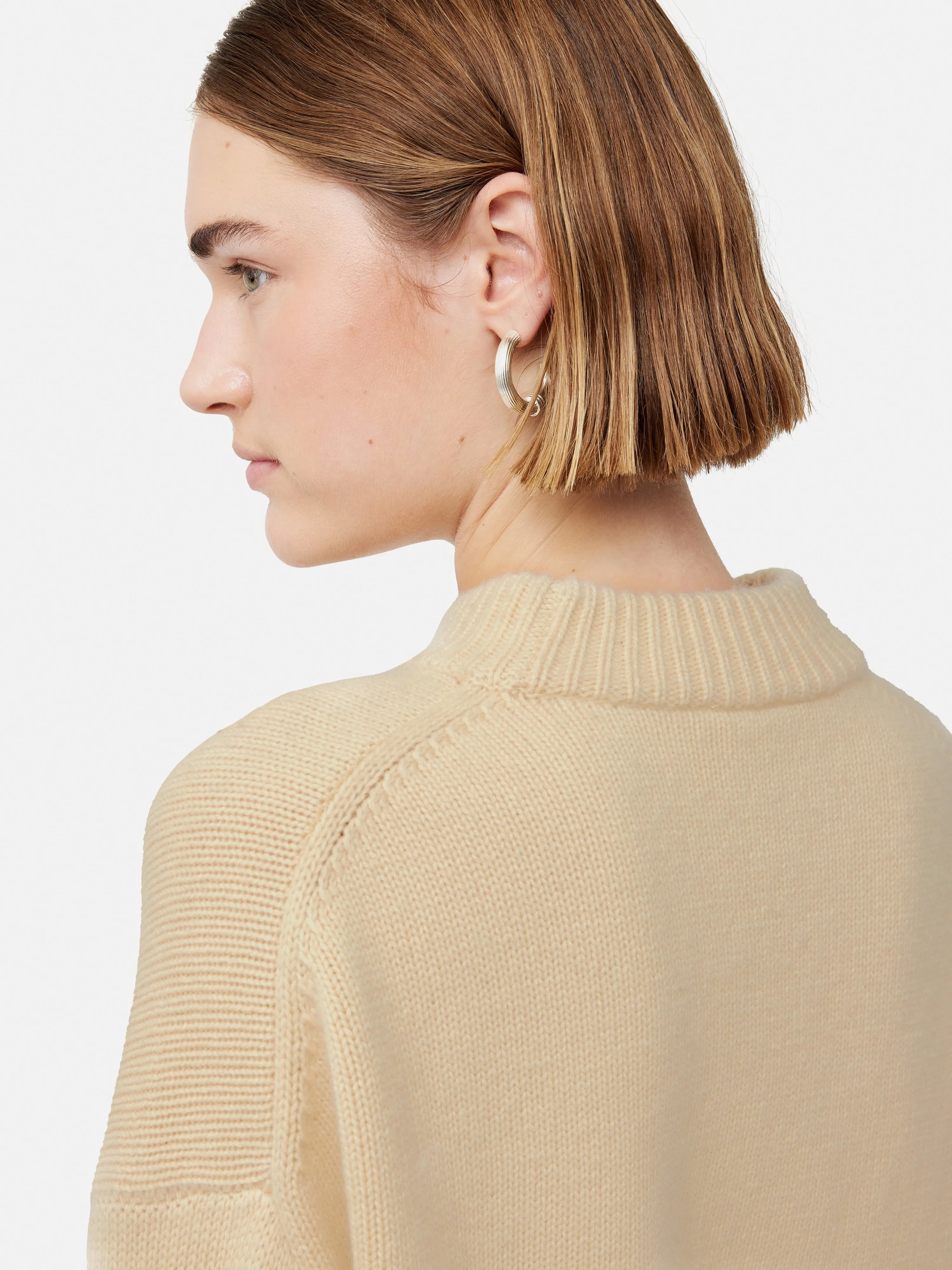 Merino Cashmere Boyfriend Crew | Cream