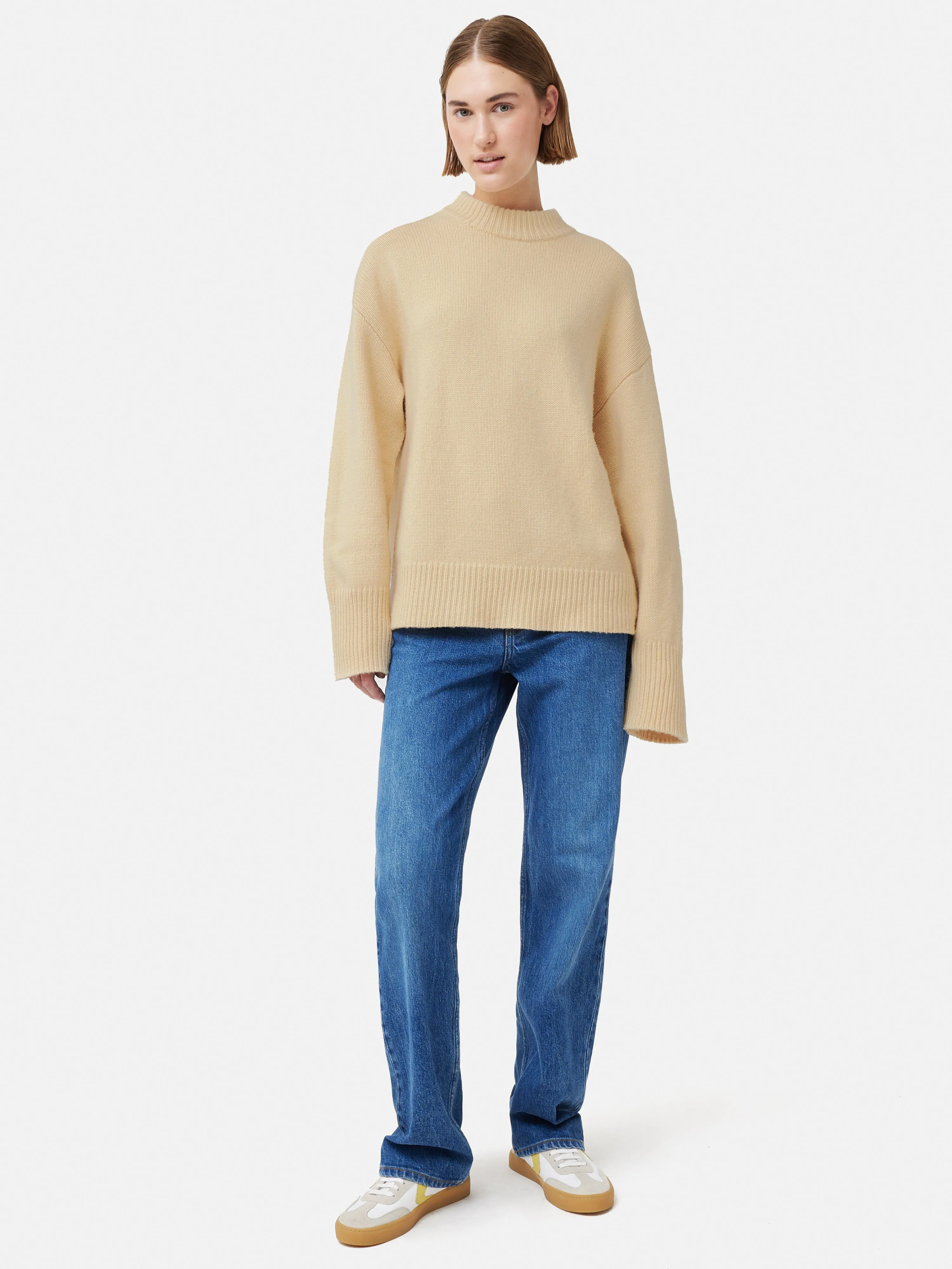 Merino Cashmere Boyfriend Crew | Cream