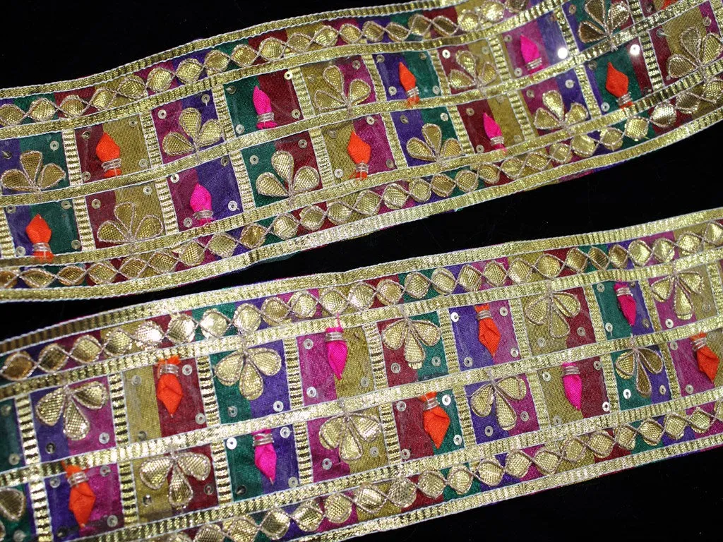 Multicolour Traditional Gota Work Embroidered Lace