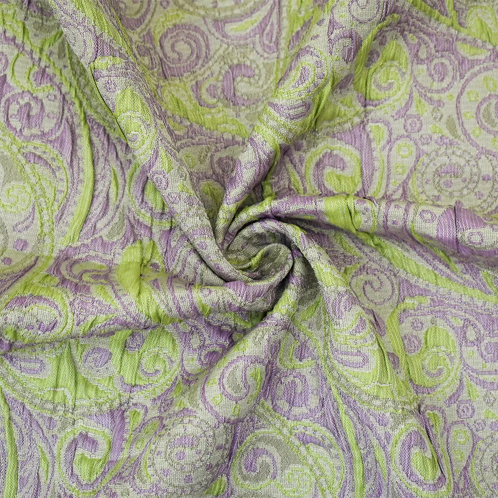 Purple-Green Polyester Fancy Scroll Pattern Matelasse Jacquard Fabric