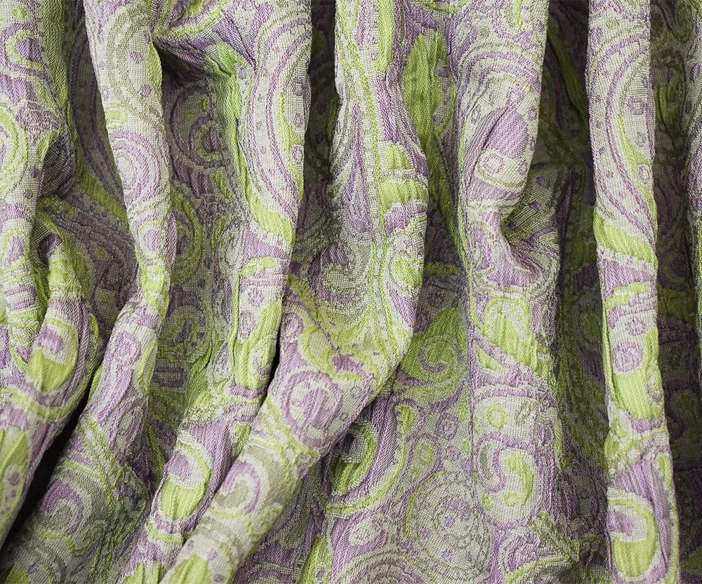 Purple-Green Polyester Fancy Scroll Pattern Matelasse Jacquard Fabric