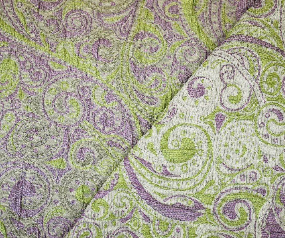 Purple-Green Polyester Fancy Scroll Pattern Matelasse Jacquard Fabric