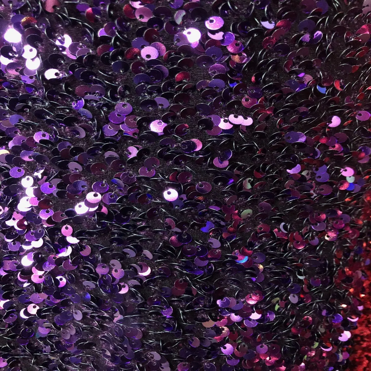 Purple Sequins Embroidered Stretch Velvet Rodeo Fabric