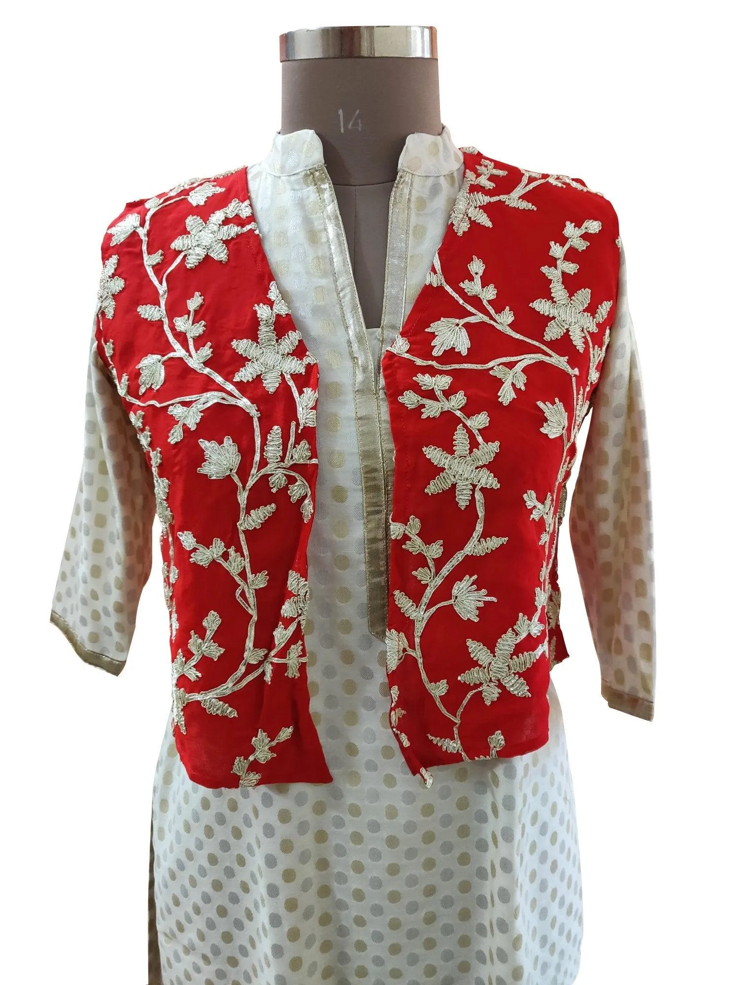 Red Gotta Embroidered Ethnic Jacket Shrug ACJ10