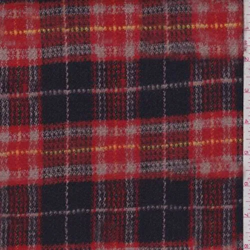 Red/Navy/Multi Textured Plaid Jacketing Fabric