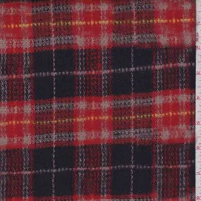 Red/Navy/Multi Textured Plaid Jacketing Fabric