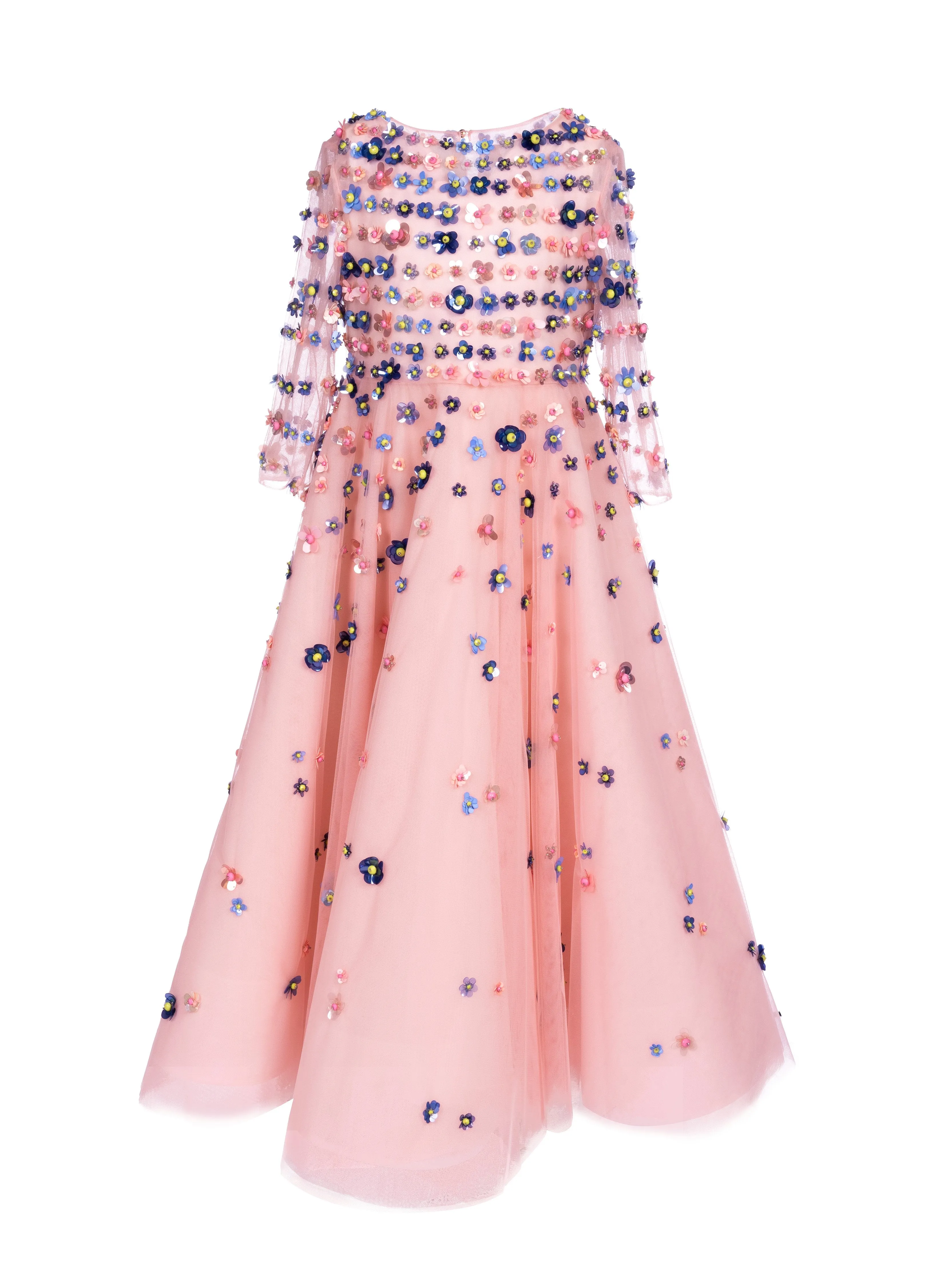 Sequin-Embroidered Tulle Gown