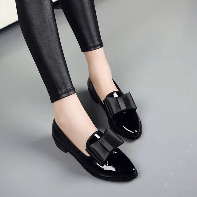 Shiny Patent Leather Block Chunky Toe Pumps