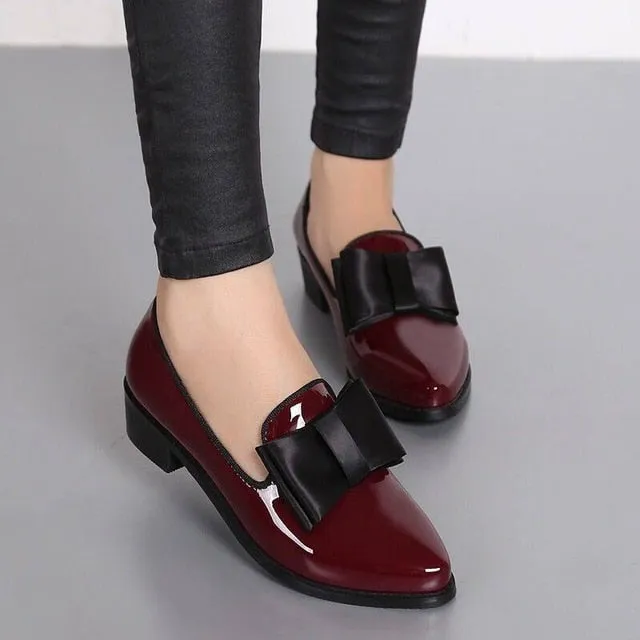 Shiny Patent Leather Block Chunky Toe Pumps