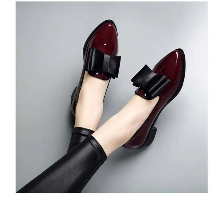 Shiny Patent Leather Block Chunky Toe Pumps