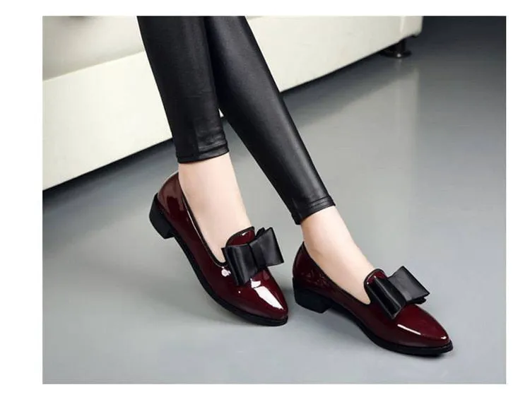 Shiny Patent Leather Block Chunky Toe Pumps