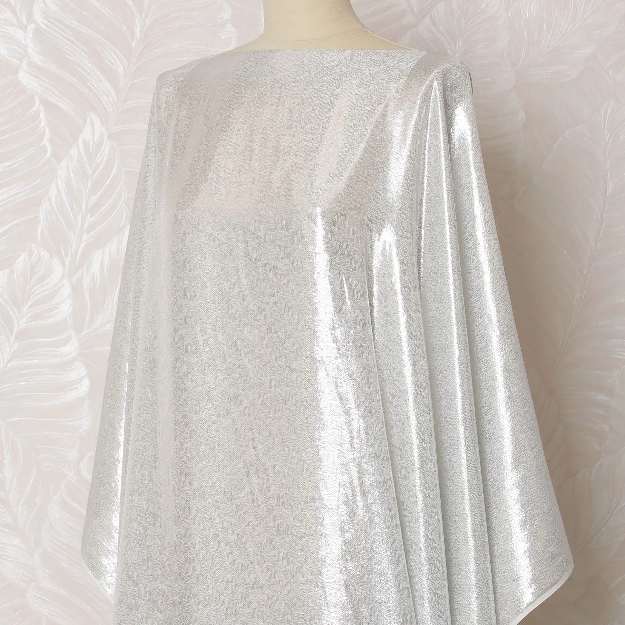 Silver Sheen Silk Chiffon Lurex Dirac Fabric - 140cm Wide - South Korean Radiance - 3.5 Meters Piece -D18300