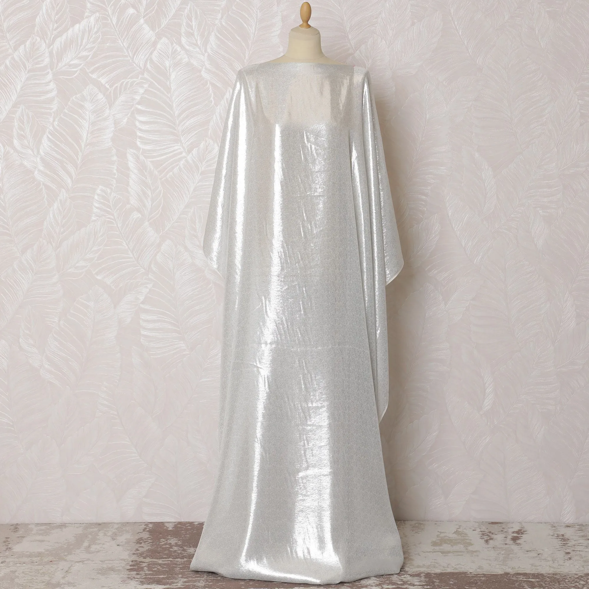 Silver Sheen Silk Chiffon Lurex Dirac Fabric - 140cm Wide - South Korean Radiance - 3.5 Meters Piece -D18300