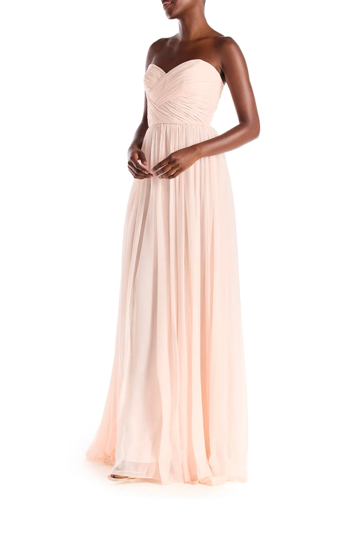 Strapless Draped Chiffon Gown