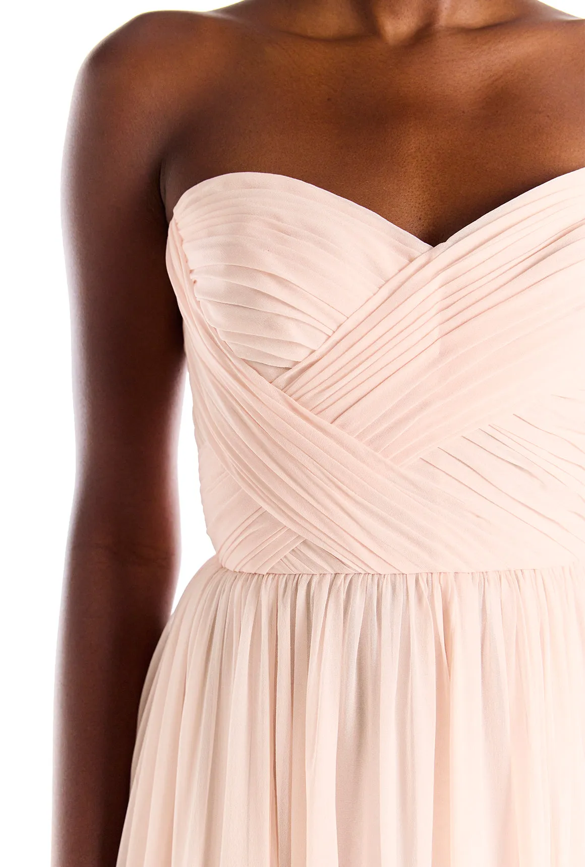 Strapless Draped Chiffon Gown