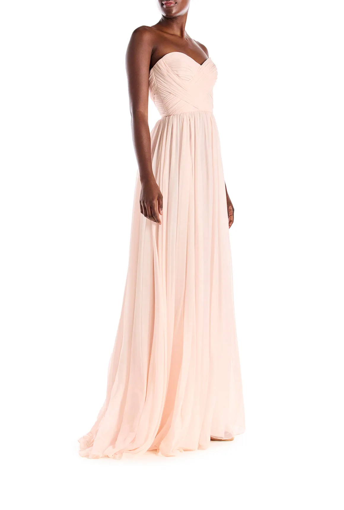 Strapless Draped Chiffon Gown