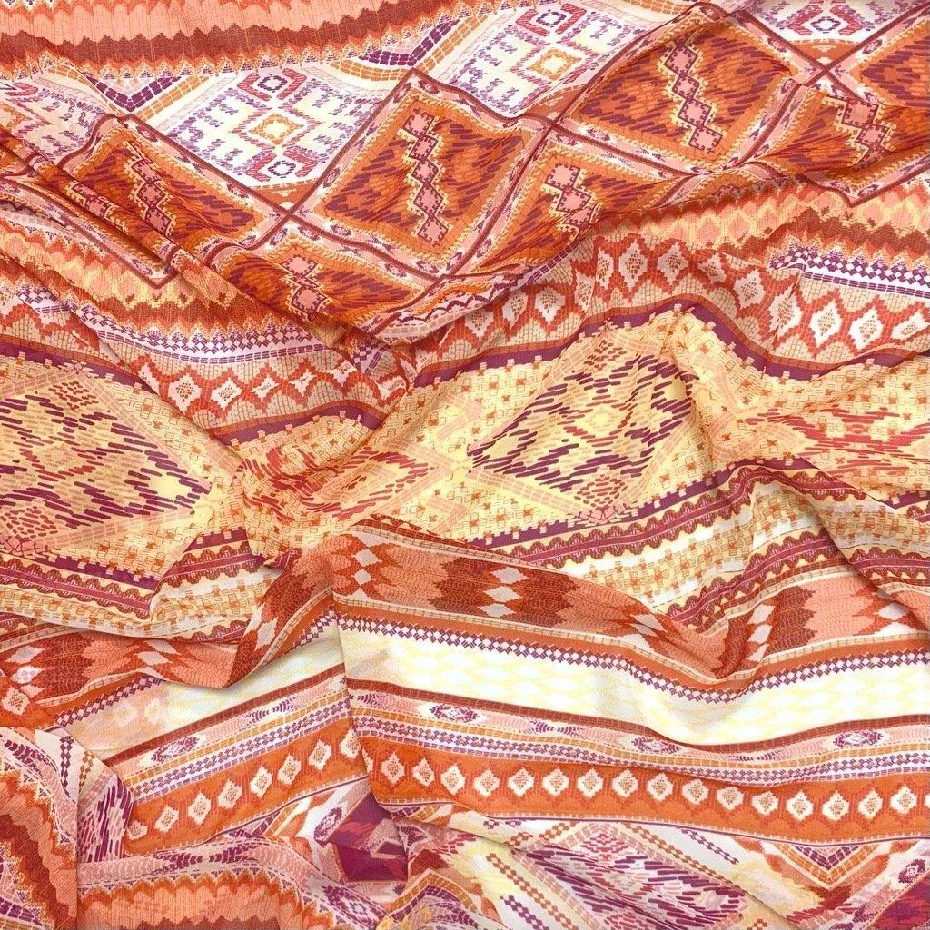 Sunset Geometric Chiffon Fabric