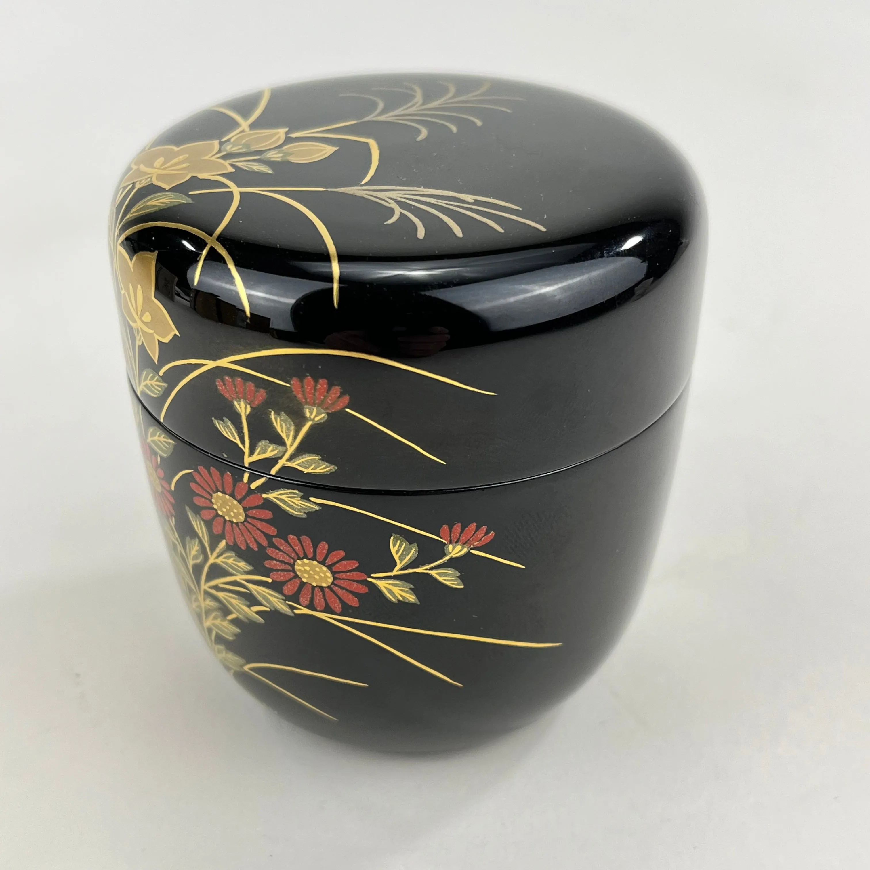 Vintage Japanese Tea Ceremony Natsume Summer Flowers w/ Kiri Box 2 3/4”