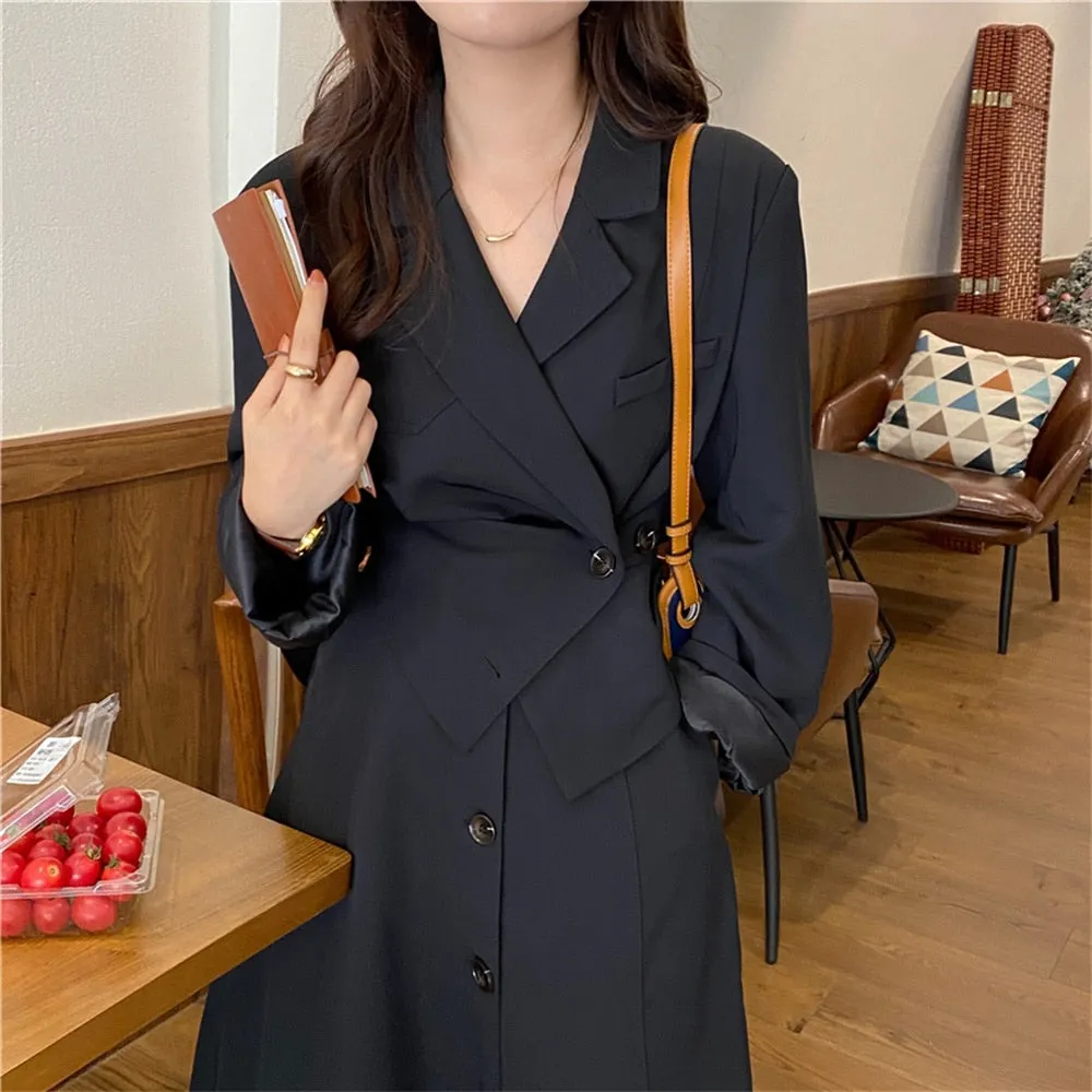 Work Wear Fashion Two Piece Sets Irregular Elegant Short Blazer Coats